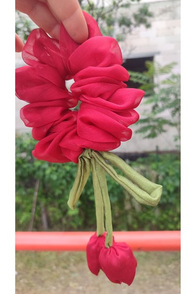 Çiğdem Tuhafiye Laleli Janjanlı Chiffon Tulip-Scented Bagel