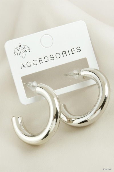 ZERO LAND Ilkestor Boru Tr Ring Metal Earrings (10323) Silver Color
