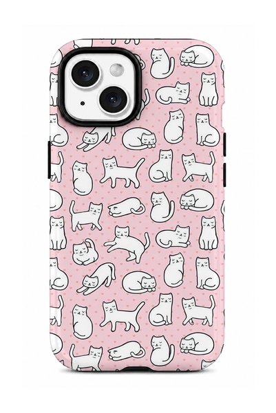 EDELFU Compatible with iPhone 13 / 14 - White Multi-Cats Double Layer Cover, ...