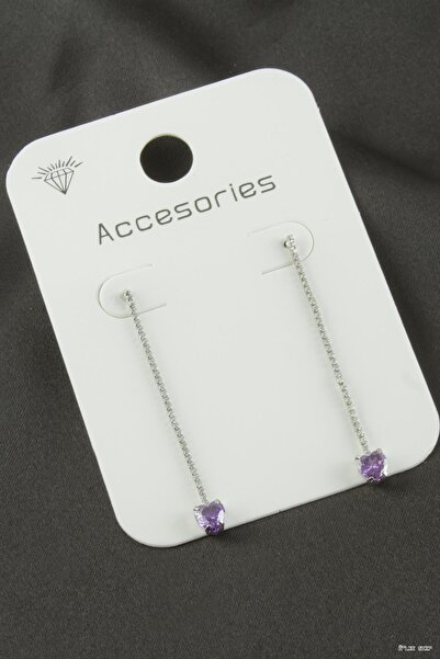 ZERO LAND Ilkestor Heart with Stone (11036) Earrings Purple