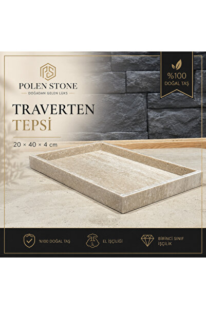Polen Stone 🪨   صينية من الترافرتين - 20 × 40 × 4 سم
