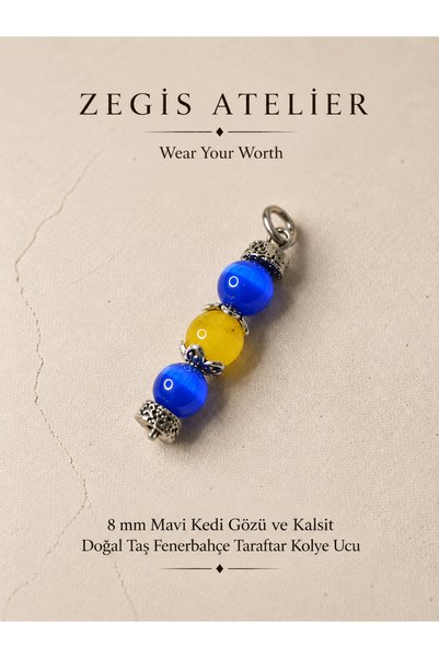Zegisatelier Doğal Taş Kolye Ucu - Fenerbahçe Taraftar Kolye Ucu - Zegis FB
