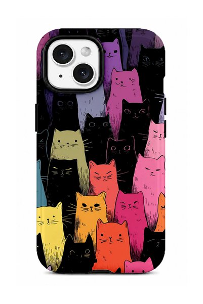 EDELFU Compatible with iPhone 13 / 14 - Cartoon Cats, Double Layer Cover, Glo...