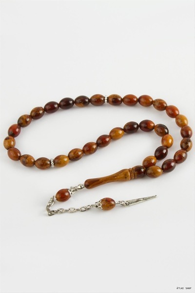ZERO LAND Ilkestor Olive Shaped Plastic Prayer Beads 8X11 (12230) mm Tan