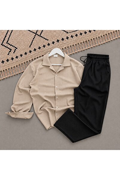 NewCabin New Season Premium Fabric Ribbed Ottoman Shirt - Baggy Ribbed Ottoma...
