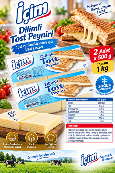 İçim Dilimli Tost Peyniri 500gr x 2 adet