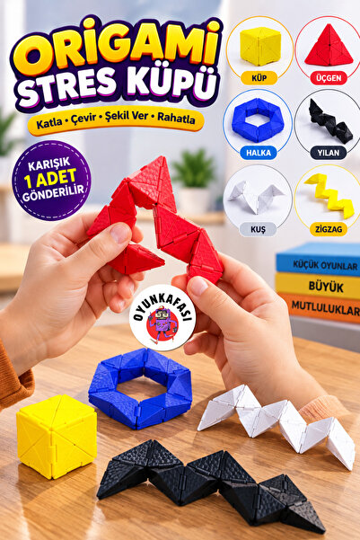 OYUNKAFASI Origami Stres Küpü Dönüşebilen Şekilli Oyuncak – Katlanabilir Hare...