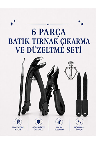 ERHCE Batık Tırnak Çıkarma ve Batık Düzeltme Aparatı Tırnak Pens 6 parça