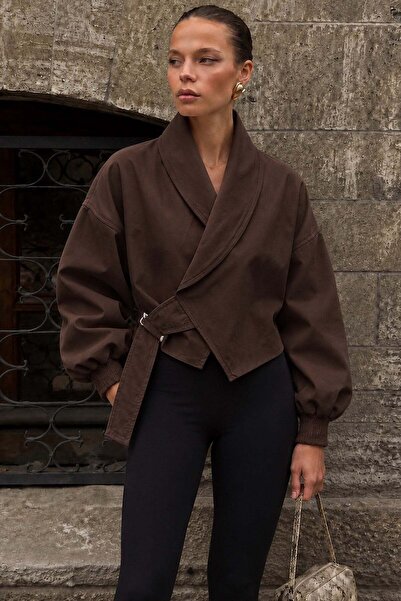 Trendsensin Lorven Oversize Kahve Viral Kadın Ceket