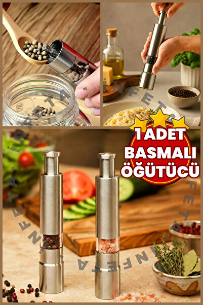 İnfeta 1Pc Steel Pepper & Salt Grinder-Press Type Manual Spice & Pepper Mill-...
