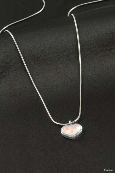 ZERO LAND Ilkestor Heart Steel Necklace (22137) Silver Color