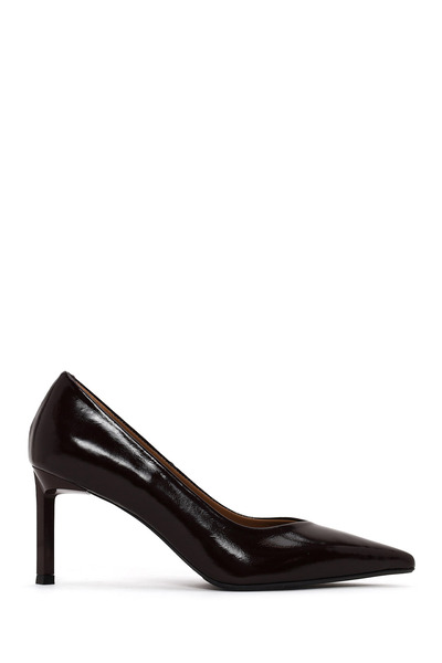 Derimod Women's Burgundy Thin Heeled Patent Leather Stiletto Af140004Dr