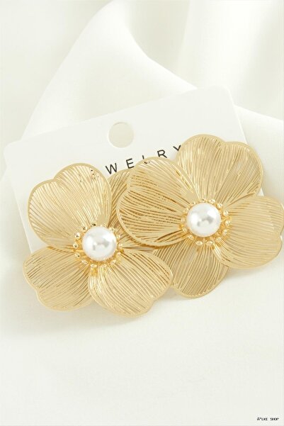 ZERO LAND Ilkestor Flower Pearl Tr Metal (20825) Earrings Yellow
