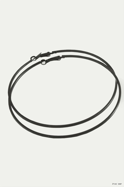 ZERO LAND Ilkestor Crushed Striped Metal Hoop Earrings 8-9-10 cm Black (20851...