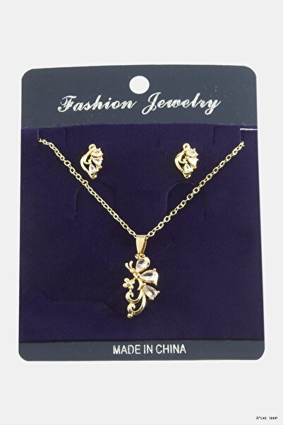 ZERO LAND Ilkestor Dragonfly Zircon Stone Set Necklace (21644) Silver Color