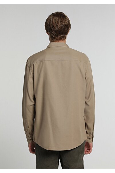 Colin's Regular Fit Shirt Neck Düz Erkek Kahverengi Uzun Kol Gömlek