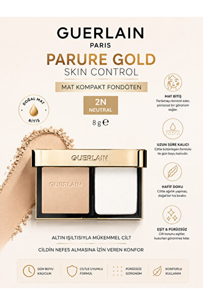 Guerlain Parure Gold Skin Control 2N Neutral 8 g – Matte Compact Foundation T...
