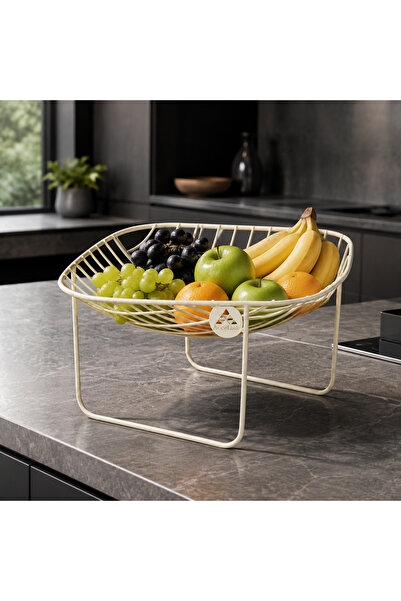 Gastrometa Cream Metal Fruit and Presentation Basket – Square Shaped High-Leg...
