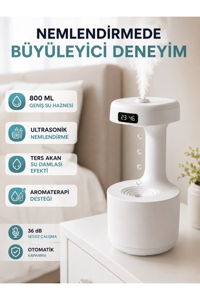 ARMÜZ Decorative Air Humidifier 800 ml Silent Aroma Diffuser Anti-Gravity Water Effect