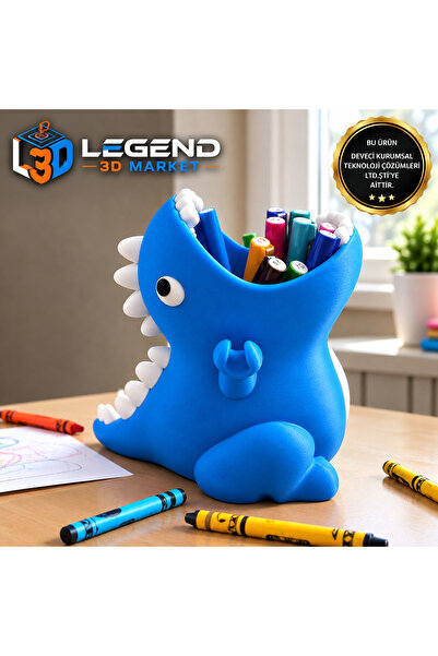 Legend 3D Market Dinazor Tasarımlı Renkli Masaüstü Düzenleyici 3D Baskı – Çoc...