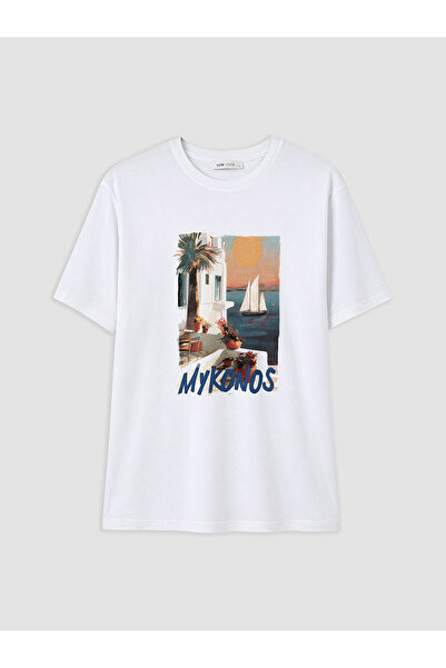 LC Waikiki Peak New Season Crew Neck Mykonos Printed Women's T-Shirt