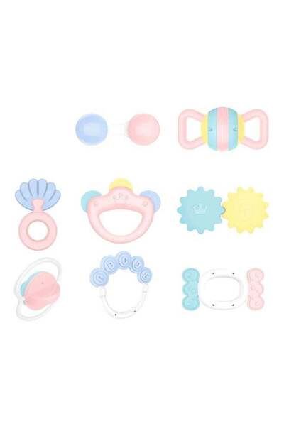 Arabest 8-Piece Baby Teether and Rattle Toy Set,20.5x11x14.2cm