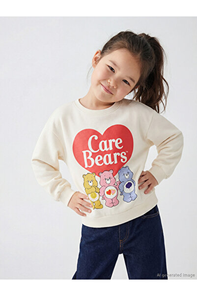 LC Waikiki Ecru care bears Printed girls' sweatshirt