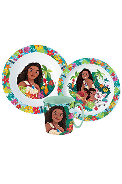 Disney Vaiana Lagoon set de masă, set de plastic micro cu cană de 350 ml