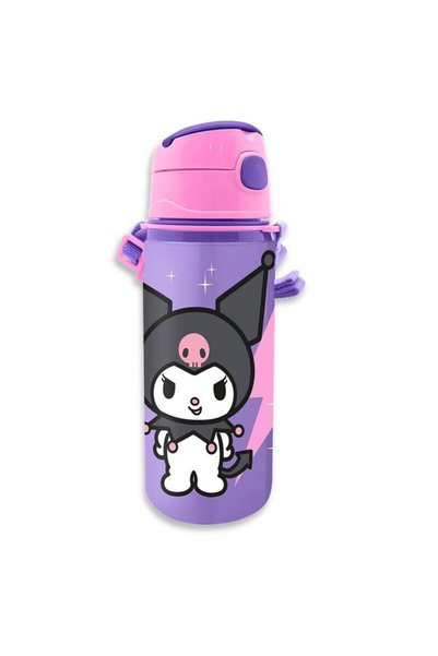 Hello Kitty Kuromi sticlă aluminiu cu paie și carabină 600 ml
