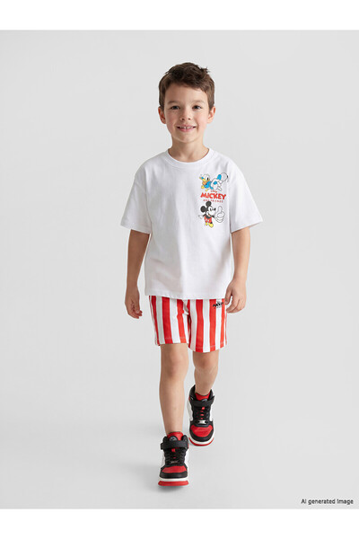 LC Waikiki Ozmarka New Season Mickey Mouse Printed Boys' Shorts Set