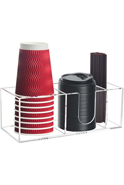 Generic Coffee Cup Holder for Countertop, Acrylic Mug Organizer with Tray, Du...