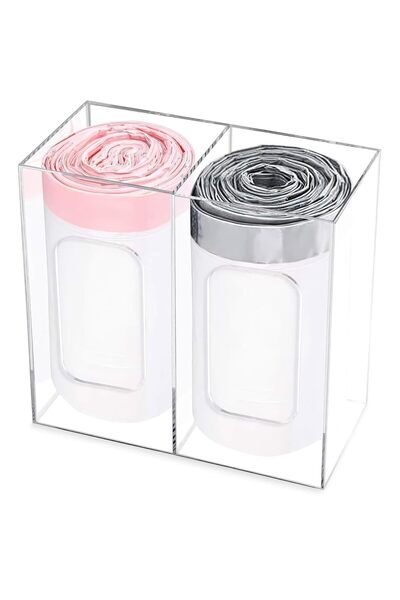 Rassam Al Khaleej Garbage Bag Dispenser Roll Holder – 2 Compartment Clear Acr...