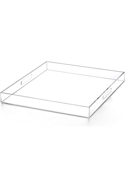 Rassam Al Khaleej Modern Transparent Acrylic Ottoman Tray with Hollow Handles...