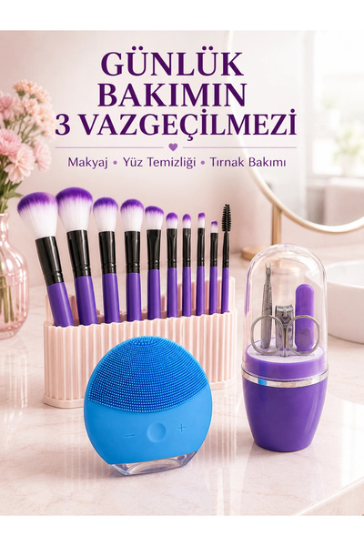 ARMÜZ 3-dijelni set za lepotu i negu, 12-dijelni ljubičasti kist za šminku, s...
