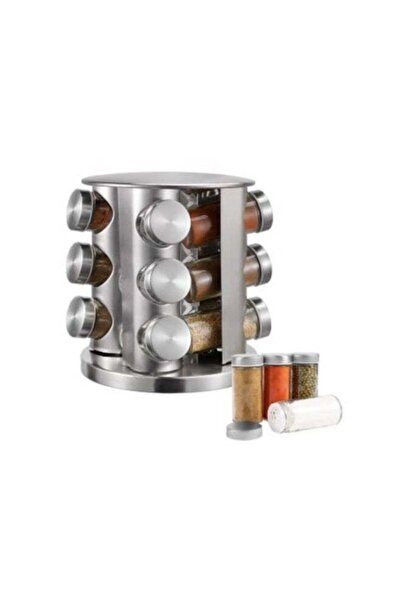 Generic 12 Pieces Rotating Spice Jar Set Silver Spice Rack Organizer Revolvin...