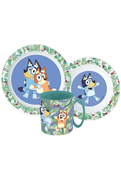 bluey Tropical tableware set, micro plastic set with mug 390 ml