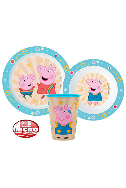 Javoli Purcelușa Peppa Kindness set de masă, set din microplastic, pahar de 2...