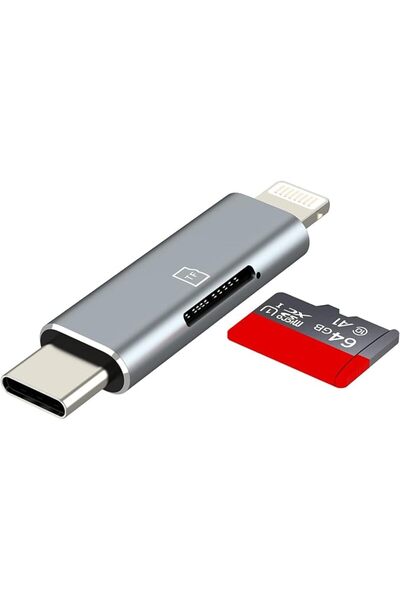 TERRIFI قارئ بطاقات مايكرو SD (2 في 1) بمنفذ USB-C وLightning لهواتف آيفون 17...