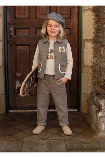 PARK BEBE Set de trening pentru băieți, cu vestă matlasată și pantaloni cu ta...