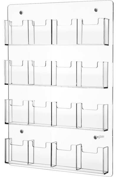 Rassam Al Khaleej 16 Pocket Vertical Business Card Holder Wall Mount Clear St...