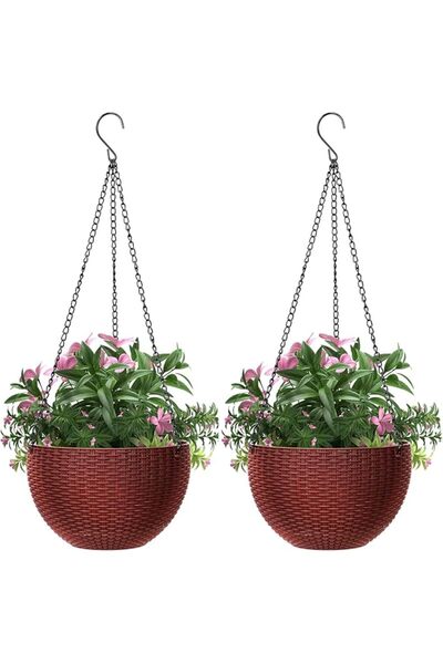 AZONEE 8.3 Inch Self Watering Hanging Plant Pot, Garden Flower Plant Pot, Han...