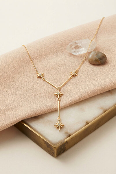 callerrons accessories Brass Gold Color Zircon Stone Pole Star Model Women's ...