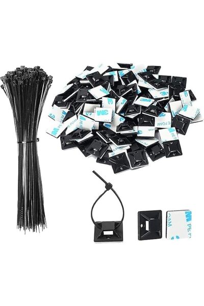 CHANEDE Black Cable Tie Zip Self Adhesive Mounts Set, Cable Base Holders with...