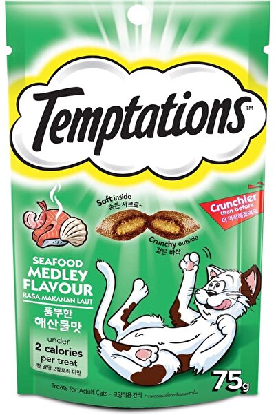 Temptations وجبات خفيفة للقطط من تيمبتيشن سي فود ميكس، 75 جرام، مقرمشة من الخ...