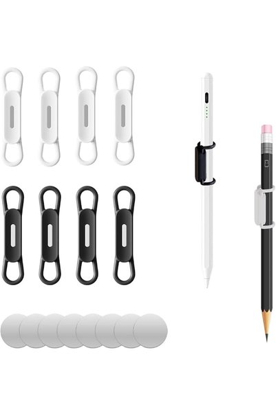 AZONEE Magnetic Pen Pencil Holder, Silicone Adjustable Pen Pencil Holder, Whi...