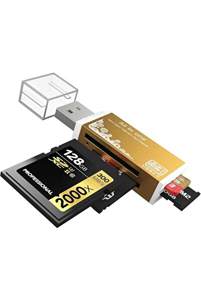 TERRIFI Micro SD Card Reader USB 2.0, 4 Slot 4-in-1 USB Adapter for MS Duo/Pr...