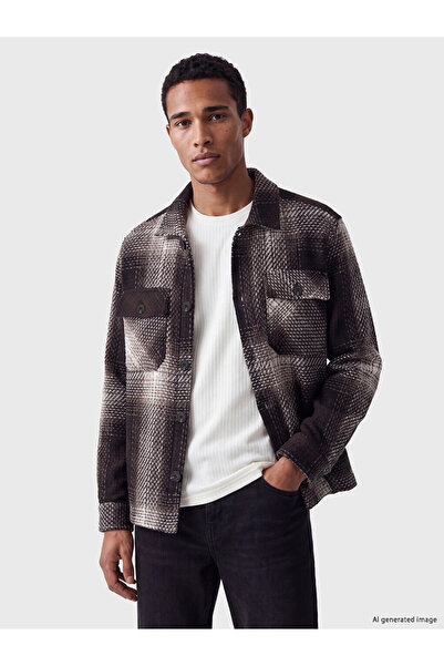 LC Waikiki Peak New Season Brown Regular Fit Plaid Men's Shirt Jacket