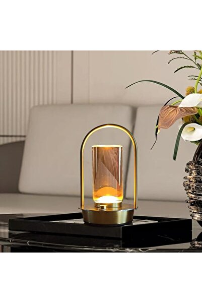 NALACAL مصباح طاولة LED أكريليك، مصباح طاولة عصري بإطار معدني مقوس، تحكم بمقب...