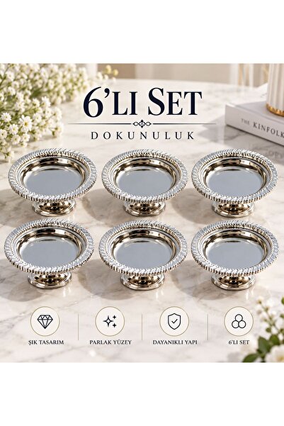 homebulans 6'lı Başak desenli Kayve yanı lokumluk-İkramlık-Sunumluk