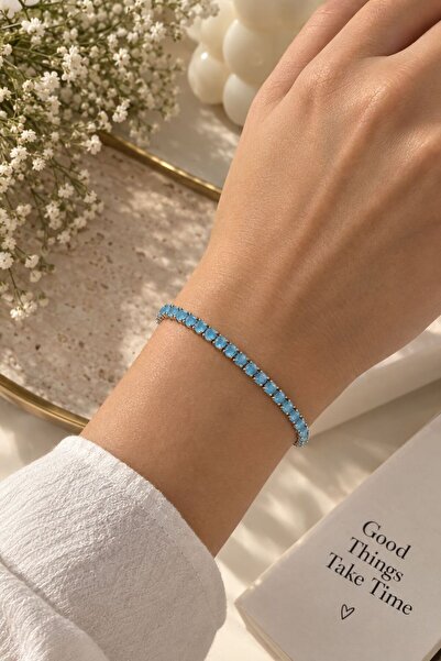 Vipfoni Baguette Stone Waterway Steel Bracelet in Soft Colors